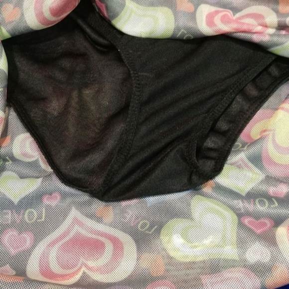 Love Heart Lettuce Trim Mesh Skirt Attached Panty Swimsuit Cover-up Med - Picture 5 of 13